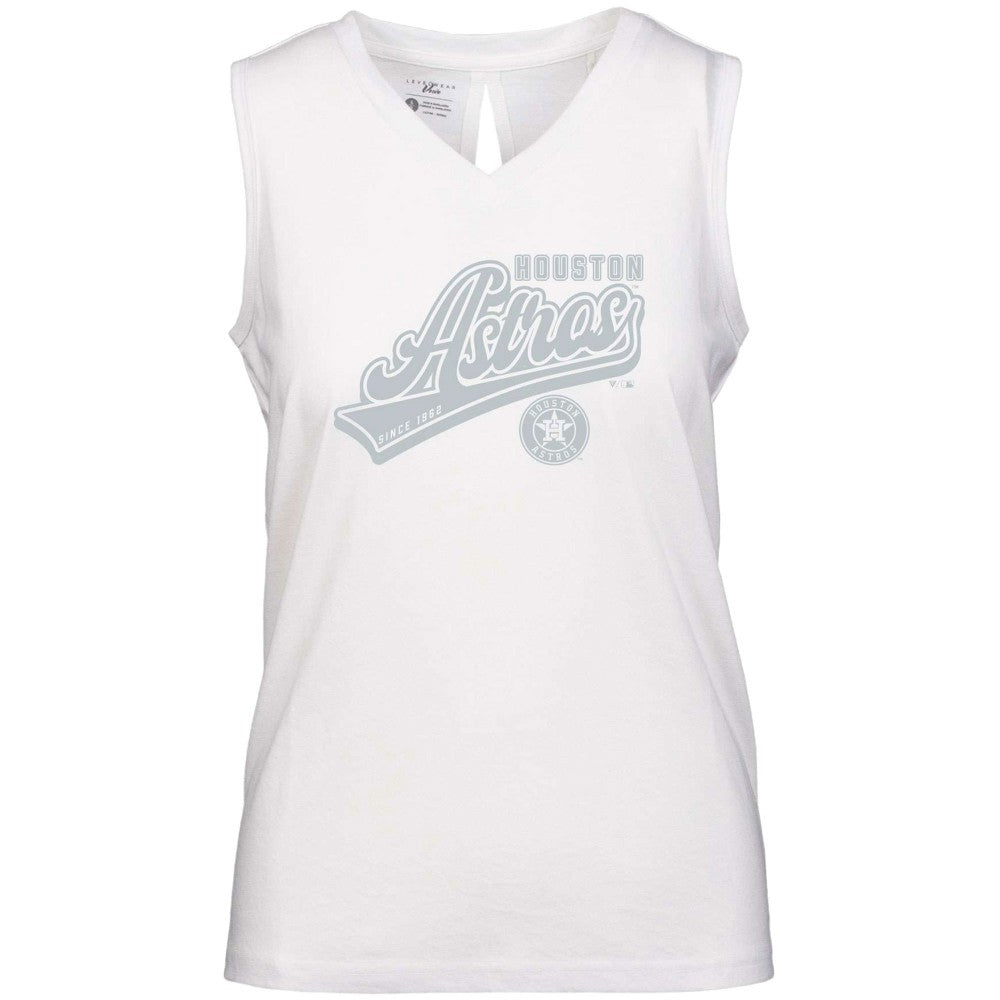 Houston Astros Levelwear Women's Paisley Sweep V-Neck Tank Top - White Tanks