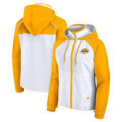 Los Angeles Lakers Women's Anorak Raglan Full-Zip Hoodie Jacket White/Gold - Fanatics