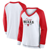 Chicago Bulls Women's Open Lane Waffle Long Sleeve V-Neck T-Shirt White - Fanatics