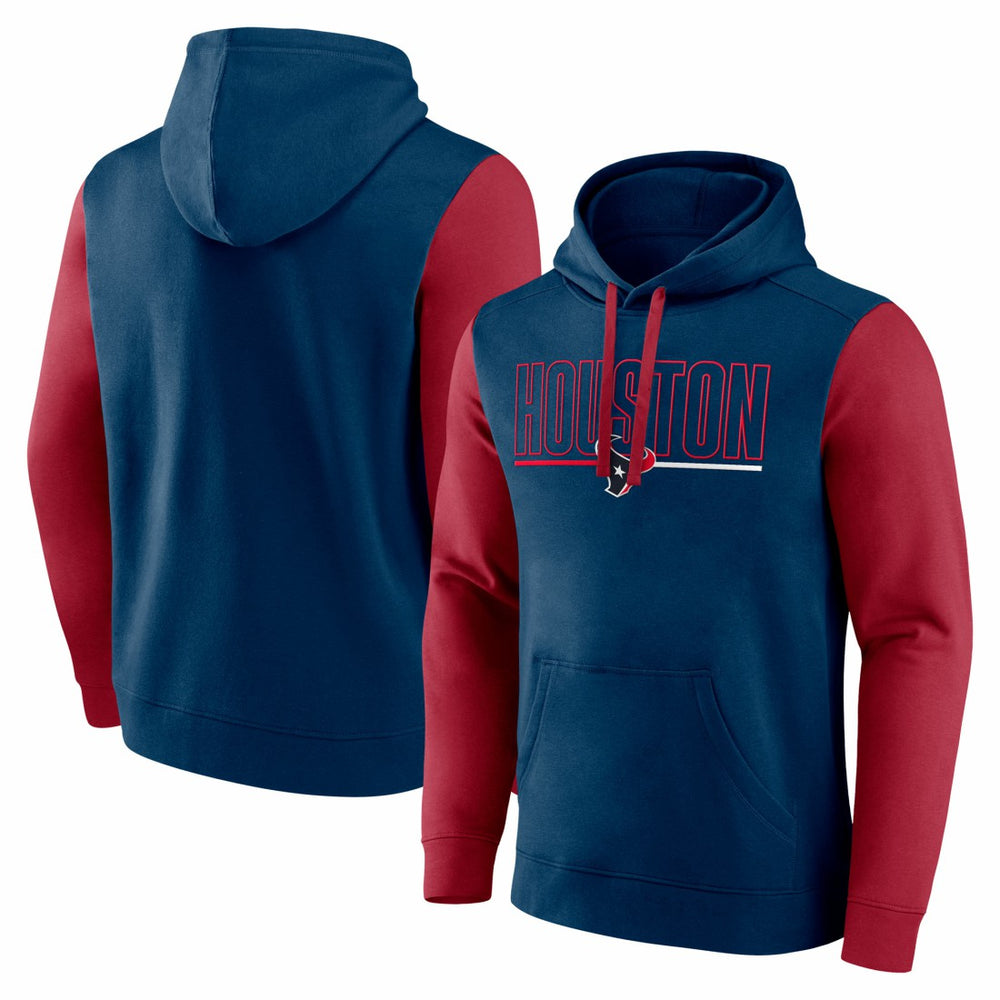 Houston Texans Outline Pullover Hoodie - Navy/Red Hoodies