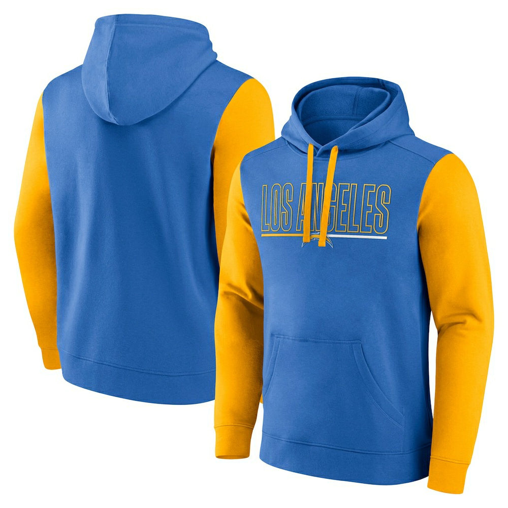 Los Angeles Chargers Outline Pullover Hoodie - Powder Blue/Gold Hoodies
