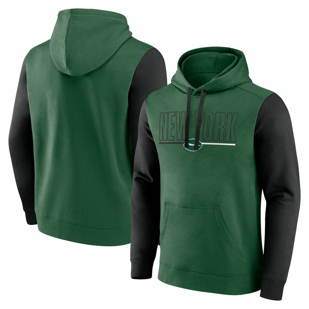 New York Jets Outline Pullover Hoodie - Green/Black Hoodies