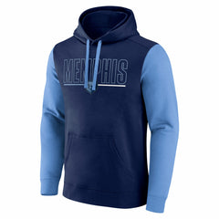 Memphis Grizzlies Logo Athletic Outline Colorblock Pullover Hoodie Navy