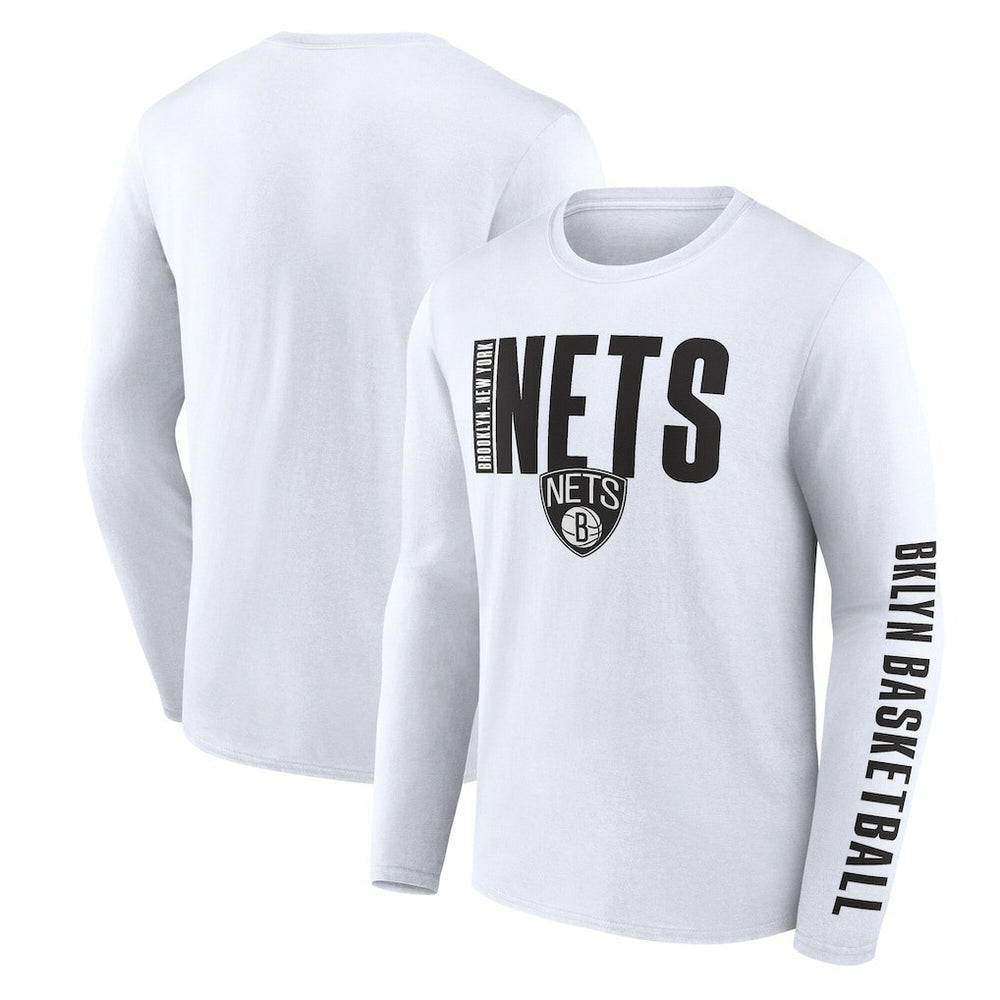 Brooklyn Nets Logo Athletic Vision Long Sleeve T-Shirt White outlet