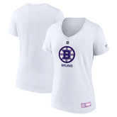 Boston Bruins Fanatics Women's 2024 Hockey Fights Cancer V-Neck T-Shirt - White | US 201204272