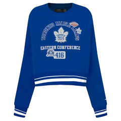 Toronto Maple Leafs Pro Standard Women's Area Code Cropped Pullover Sweatshirt - Blue | US 201205078