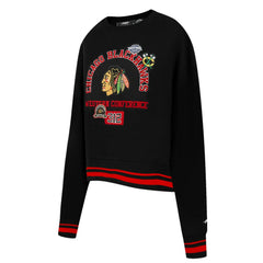 Chicago Blackhawks Pro Standard Women's Area Code Cropped Pullover Sweatshirt - Black | US 201205086