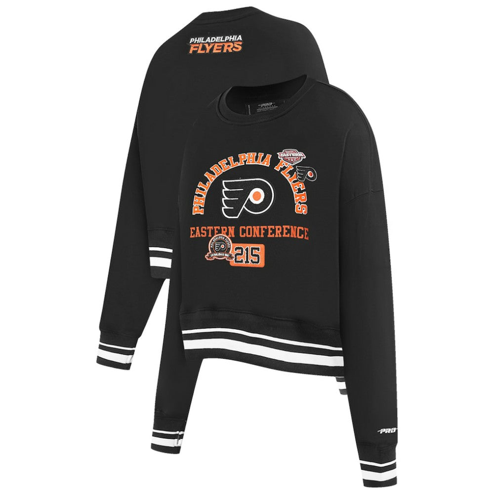Philadelphia Flyers Pro Standard Women's Area Code Cropped Pullover Sweatshirt - Black | US 201205089