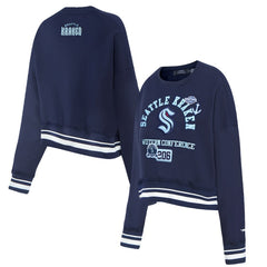 Seattle Kraken Pro Standard Women's Area Code Cropped Pullover Sweatshirt - Deep Sea Blue | US 201205091