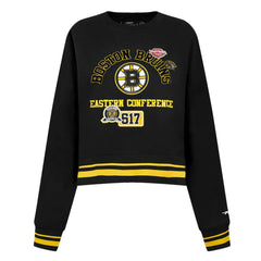 Boston Bruins Pro Standard Women's Area Code Cropped Pullover Sweatshirt - Black | US 201205092