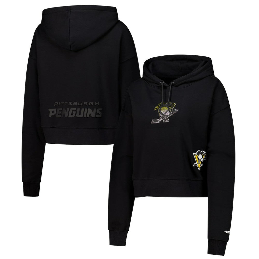 Pittsburgh Penguins Pro Standard Women's Jewels Cropped Pullover Hoodie - Black | US 201205116