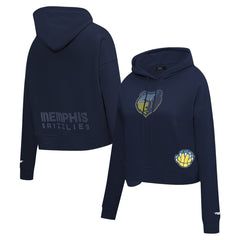 Memphis Grizzlies Pro Standard Women's Jewels Cropped Pullover Hoodie Navy