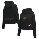 Miami Heat Pro Standard Women's Jewels Cropped Pullover Hoodie Black