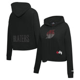 Portland Trail Blazers Pro Standard Women's Jewels Cropped Pullover Hoodie Black outlet