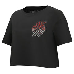 Portland Trail Blazers Pro Standard Women's Jewels Boxy Cropped T-Shirt Black