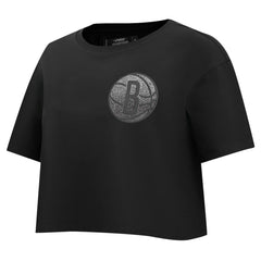 Brooklyn Nets Pro Standard Women's Jewels Boxy Cropped T-Shirt Black