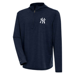 New York Yankees Antigua Tidy Quarter-Zip Hoodie - Heather Navy Hoodies