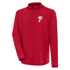Philadelphia Phillies Antigua Tidy Quarter-Zip Hoodie - Heather Red Hoodies