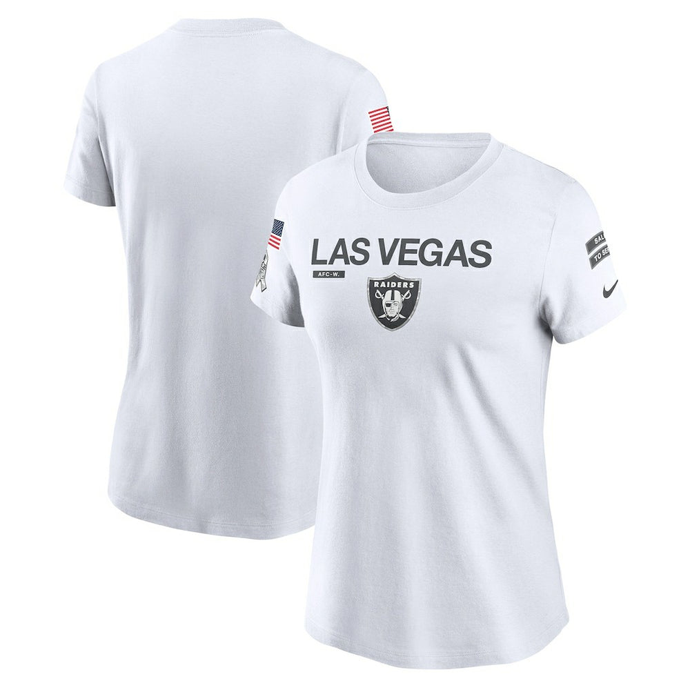 Las Vegas Raiders Women's 2024 Salute To Service Legend Performance T-Shirt - White T-shirts