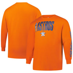 Houston Astros Profile Big & Tall Two-Hit Long Sleeve T-Shirt - Orange T-shirts
