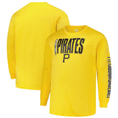Pittsburgh Pirates Profile Big & Tall Two-Hit Long Sleeve T-Shirt - Gold T-shirts