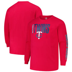Minnesota Twins Profile Big & Tall Two-Hit Long Sleeve T-Shirt - Red T-shirts