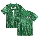 Jalen Hurts Philadelphia Eagles Girls Youth Sequin V-Neck Fashion Jersey - Kelly Green Jerseys