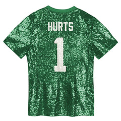Jalen Hurts Philadelphia Eagles Girls Youth Sequin V-Neck Fashion Jersey - Kelly Green Jerseys