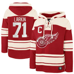 Dylan Larkin Detroit Red Wings '47 Captain Patch Player Name & Number Lacer Pullover Hoodie - Red | US 201242061