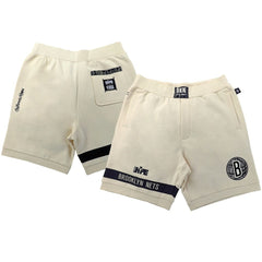 Brooklyn Nets NBA x Two Hype Unisex Culture & Hoops Premium Classic Fleece Shorts - Cream