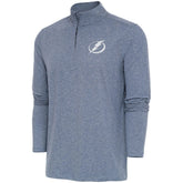 Tampa Bay Lightning Antigua White Logo Hunk Quarter-Zip Pullover - Heather Navy | US 201249488