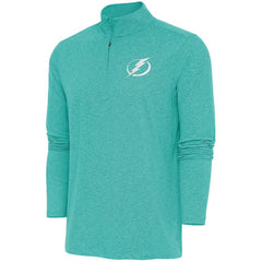 Tampa Bay Lightning Antigua White Logo Hunk Quarter-Zip Pullover - Heather Aqua | US 201249509