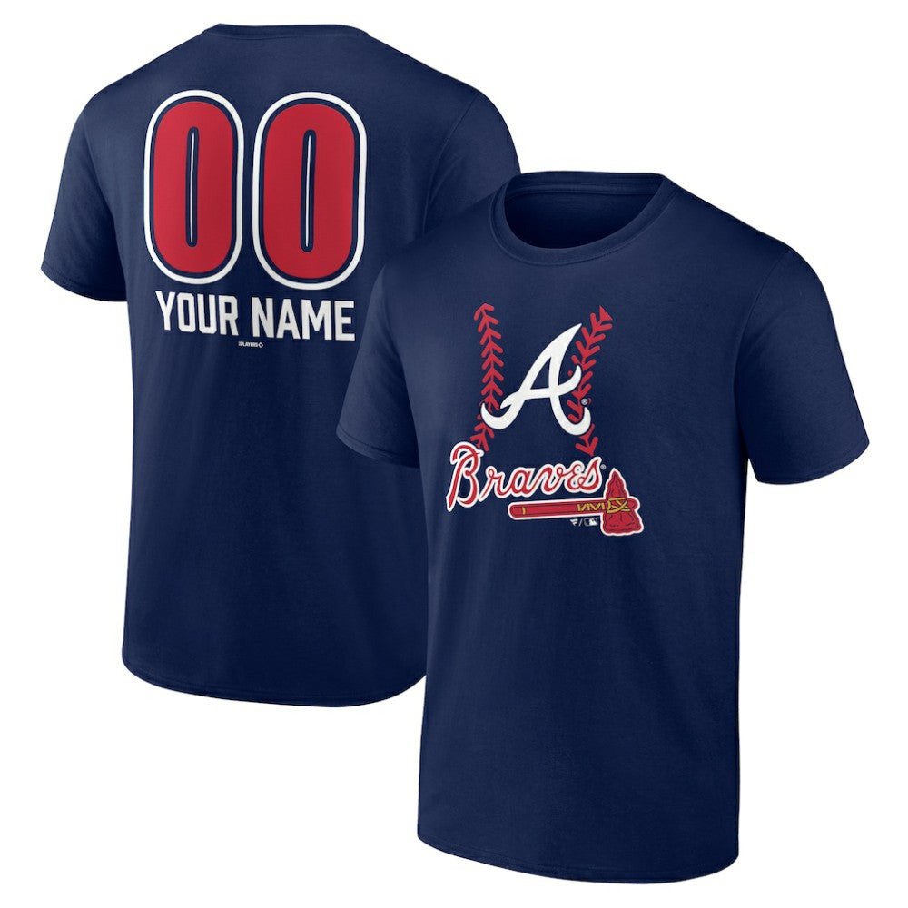 Atlanta Braves Personalized Name & Number Fastball T-Shirt - Navy T-shirts