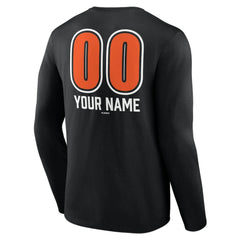 Baltimore Orioles Personalized Name & Number Fastball Long Sleeve T-Shirt - Black T-shirts