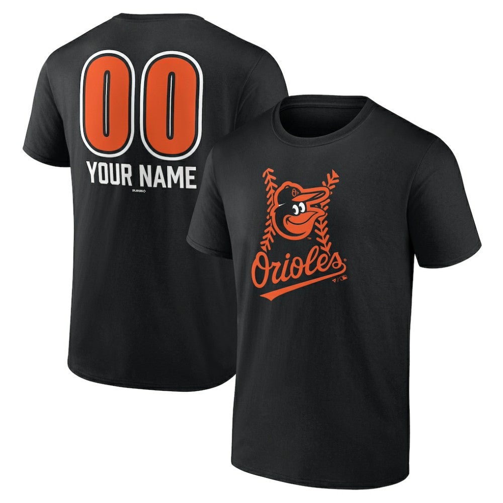 Baltimore Orioles Personalized Name & Number Fastball T-Shirt - Black T-shirts