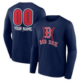 Boston Red Sox Personalized Name & Number Fastball Long Sleeve T-Shirt - Navy T-shirts