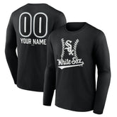 Chicago White Sox Personalized Name & Number Fastball Long Sleeve T-Shirt - Black T-shirts
