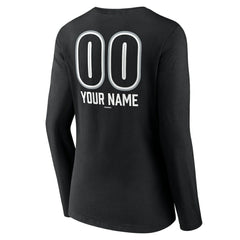 Chicago White Sox Women's Personalized Name & Number Fastball Long Sleeve V-Neck T-Shirt - Black T-shirts