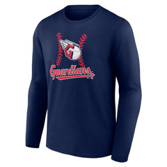 Cleveland Guardians Personalized Name & Number Fastball Long Sleeve T-Shirt - Navy T-shirts