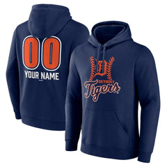 Detroit Tigers Personalized Name & Number Fastball Pullover Hoodie - Navy Hoodies