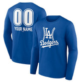 Los Angeles Dodgers Personalized Name & Number Fastball Long Sleeve T-Shirt - Royal T-shirts