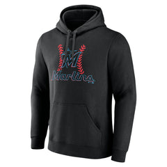 Miami Marlins Personalized Name & Number Fastball Pullover Hoodie - Black Hoodies