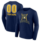Milwaukee Brewers Personalized Name & Number Fastball Long Sleeve T-Shirt - Navy T-shirts