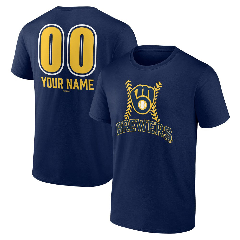 Milwaukee Brewers Personalized Name & Number Fastball T-Shirt - Navy T-shirts