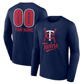 Minnesota Twins Personalized Name & Number Fastball Long Sleeve T-Shirt - Navy T-shirts
