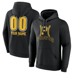 Pittsburgh Pirates Personalized Name & Number Fastball Pullover Hoodie - Black Hoodies