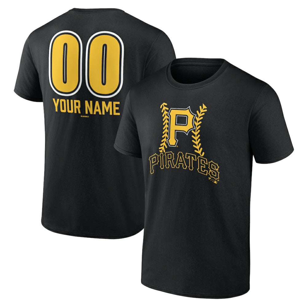 Pittsburgh Pirates Personalized Name & Number Fastball T-Shirt - Black T-shirts