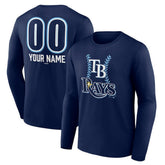 Tampa Bay Rays Personalized Name & Number Fastball Long Sleeve T-Shirt - Navy T-shirts