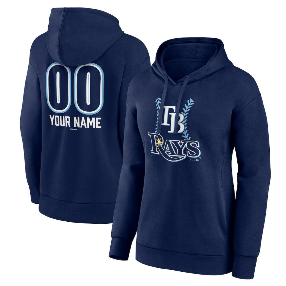 Tampa Bay Rays Women's Personalized Name & Number Fastball Pullover Hoodie - Navy Hoodies
