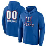 Texas Rangers Personalized Name & Number Fastball Pullover Hoodie - Royal Hoodies